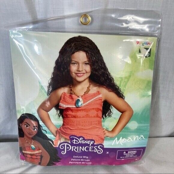 Disney Girls Moana Classic Adventure Halloween Costume 4-6X with NEW Deluxe Wig - Picture 2 of 12